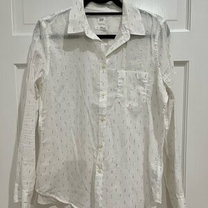 Gap Fitted Boyfriend Shirt with Silver Thread Detailing